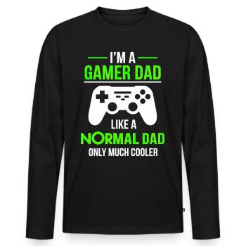 Gamer Dad T-Shirt – Funny Father's Day Gift - T-shirt manches longues Premium bio Homme - noir - Devant - Nico (187cm)