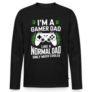 Gamer Dad T-Shirt – Funny Father's Day Gift - Men's Premium Organic Long Sleeve Shirt - black - Front - Nico (187cm)