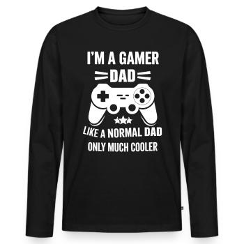 Gamer Dad T-Shirt – Funny Father's Day Gift - Men's Premium Organic Long Sleeve Shirt - black - Front - Nico (187cm)