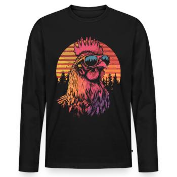 Hahn mit Sonnenbrille - Männer Premium Bio Langarmshirt - Schwarz - Vorne - Nico (187cm)