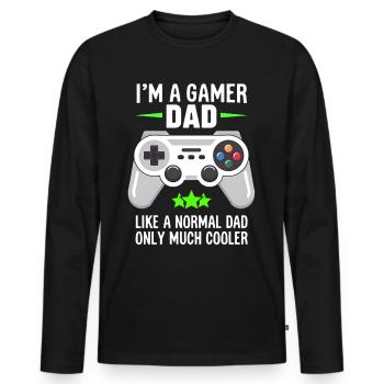 Gamer Dad T-Shirt – Funny Father's Day Gift - T-shirt manches longues Premium bio Homme - noir - Devant - Nico (187cm)