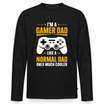 Gamer Dad T-Shirt – Funny Father's Day Gift - T-shirt manches longues Premium bio Homme - noir - Devant - Nico (187cm)