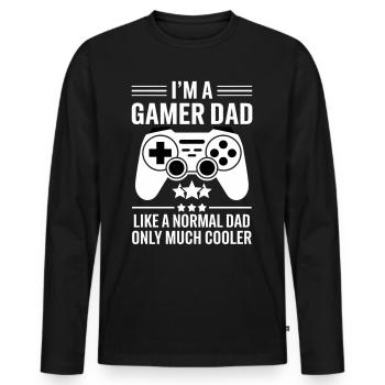 Gamer Dad T-Shirt – Funny Father's Day Gift - T-shirt manches longues Premium bio Homme - noir - Devant - Nico (187cm)