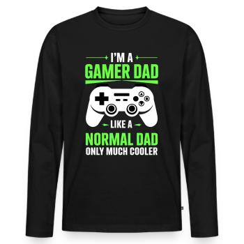 Gamer Dad T-Shirt – Funny Father's Day Gift - Men's Premium Organic Long Sleeve Shirt - black - Front - Nico (187cm)