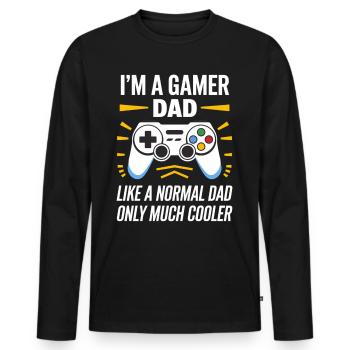 Gamer Dad T-Shirt – Funny Father's Day Gift - Men's Premium Organic Long Sleeve Shirt - black - Front - Nico (187cm)