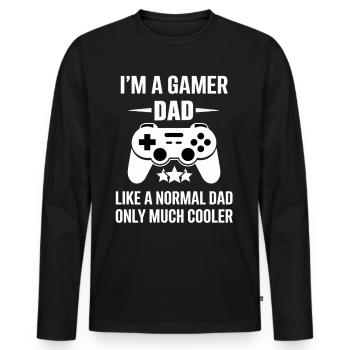 Gamer Dad T-Shirt – Funny Father's Day Gift - Men's Premium Organic Long Sleeve Shirt - black - Front - Nico (187cm)
