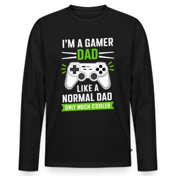 Gamer Dad T-Shirt – Funny Father's Day Gift - T-shirt manches longues Premium bio Homme - noir - Devant - Nico (187cm)
