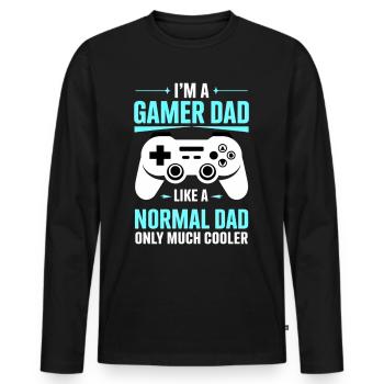 Gamer Dad T-Shirt – Funny Father's Day Gift - T-shirt manches longues Premium bio Homme - noir - Devant - Nico (187cm)