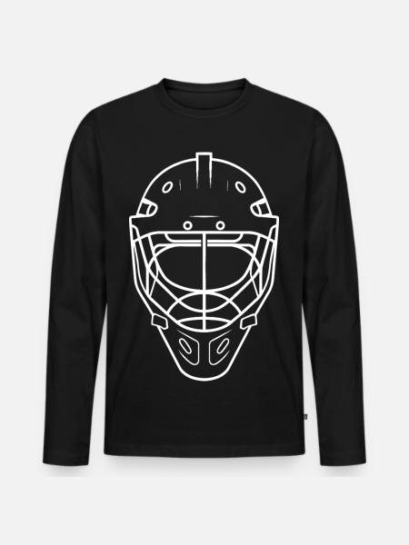 Hockey Helmet Line Art - Men's Premium Organic Long Sleeve Shirt - black