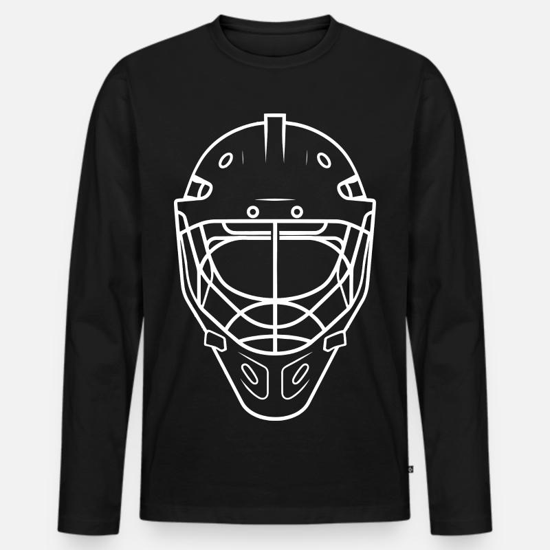 Eishockey Helm Line Art - Männer Premium Bio Langarmshirt - Schwarz