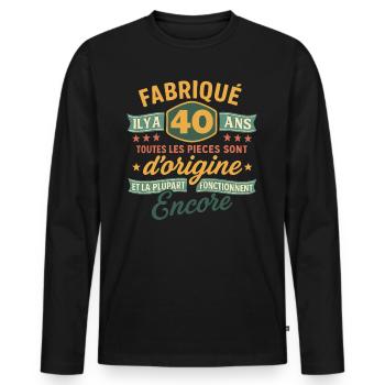 Fabriqué il y a 40 ans - 40 ans Anniversaire blagu - T-shirt manches longues Premium bio Homme - noir - Devant - Nico (187cm)