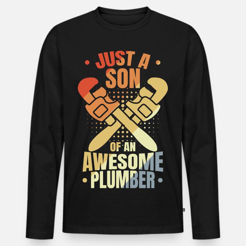 Sohn eines Klempners - Männer Premium Bio Langarmshirt - Schwarz