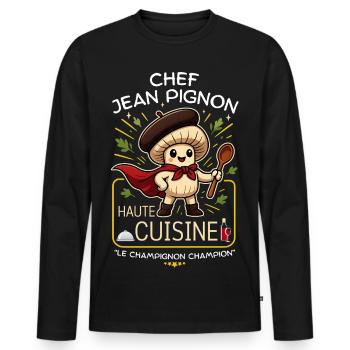 Mushroom Humor Chef Jean Pignon Haute Cuisine - Men's Premium Organic Long Sleeve Shirt - black - Front - Nico (187cm)
