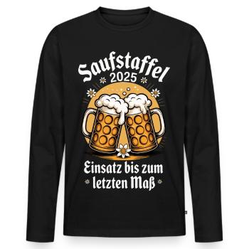 Beer Drinking Relay 2025 Folk Festival Groups Outfit - Men's Premium Organic Long Sleeve Shirt - black - Front - Nico (187cm)