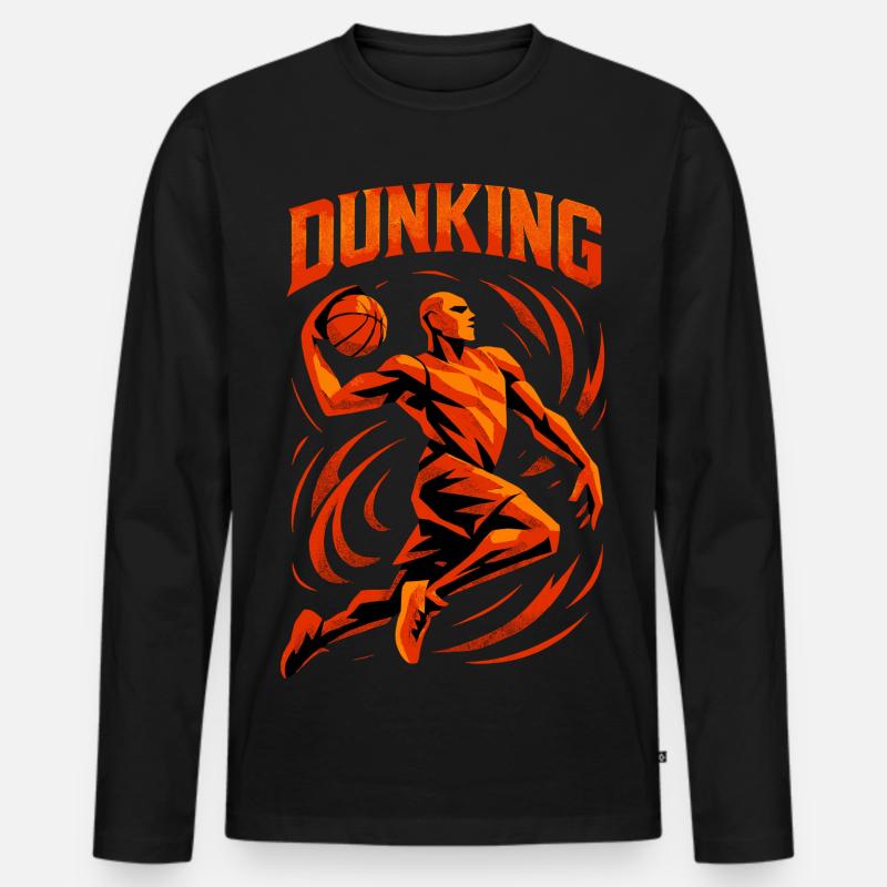 Basketball Dunk Wurf Spieler Dunking Geschenk - Männer Premium Bio Langarmshirt - Schwarz