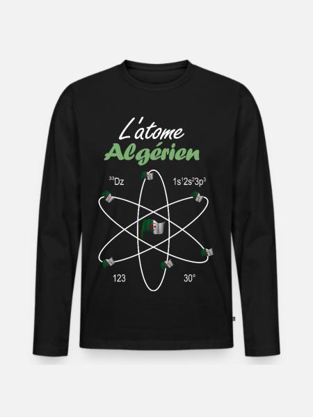 The Algerian Atom Flag Algeria Science - Men's Premium Organic Long Sleeve Shirt - black