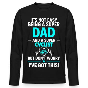 Heart + Cycling – Super Dad Cyclist - Men's Premium Organic Long Sleeve Shirt - black - Front - Nico (187cm)