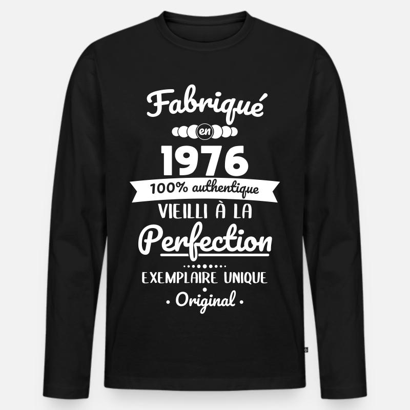 Hergestellt 1976 – Perfekt gereift - Männer Premium Bio Langarmshirt - Schwarz
