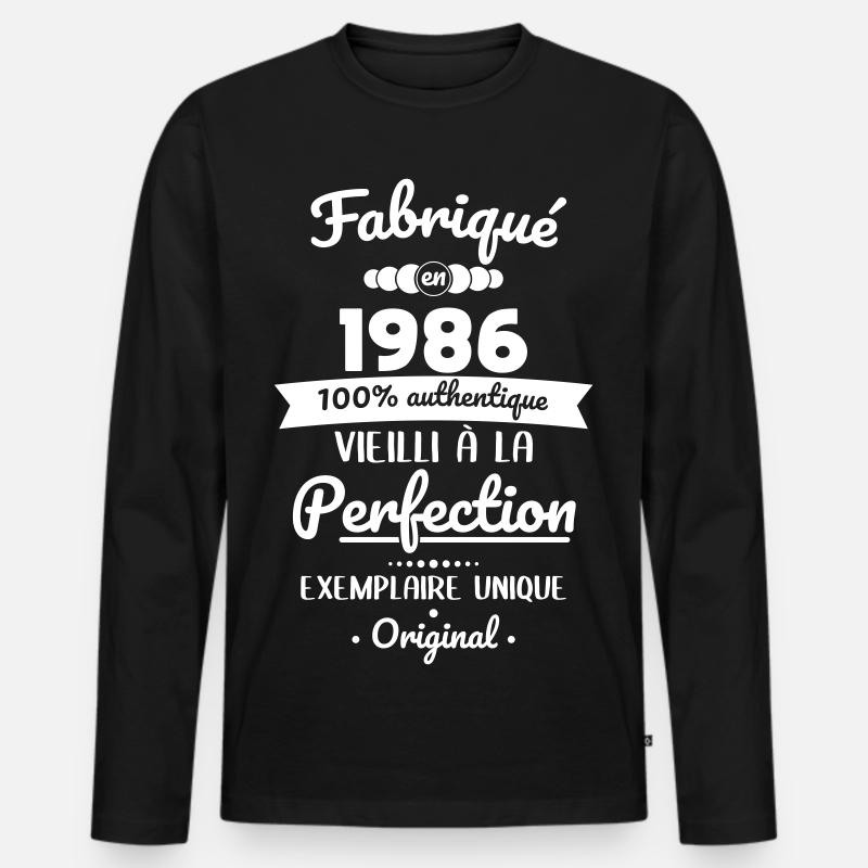 Hergestellt 1986 – Perfekt gereift - Männer Premium Bio Langarmshirt - Schwarz