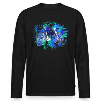 Vélo cycliste vélo vélo roue cadeau - T-shirt manches longues Premium bio Homme - noir - Devant - Nico (187cm)