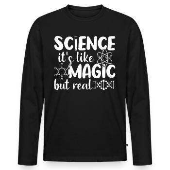 Science Research Saying - Men's Premium Organic Long Sleeve Shirt - black - Front - Nico (187cm)