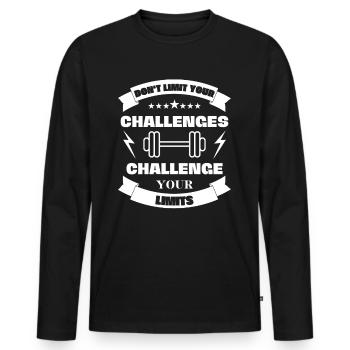 Ne limitez pas vos défis. Repoussez vos limites - T-shirt manches longues Premium bio Homme - noir - Devant - Nico (187cm)