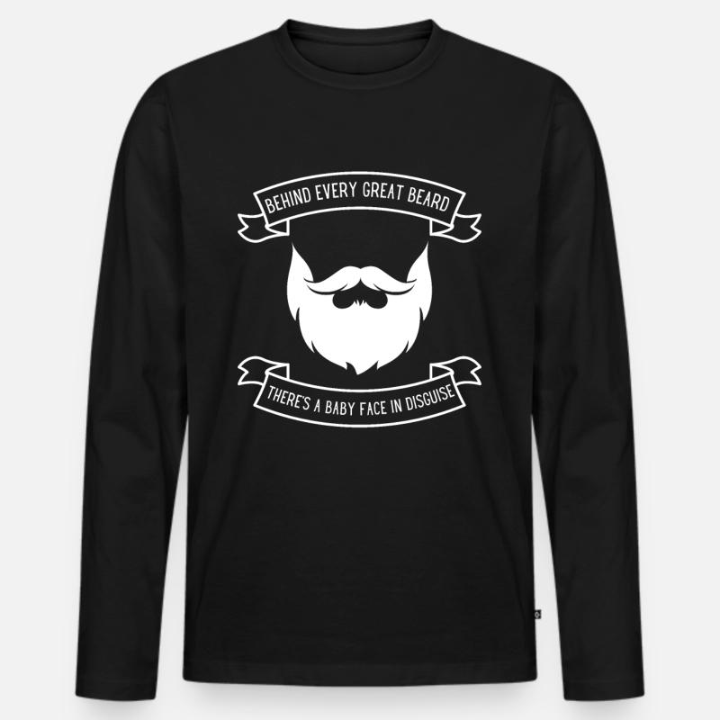 Hinter dem Bart: Das Babyface! - Männer Premium Bio Langarmshirt - Schwarz