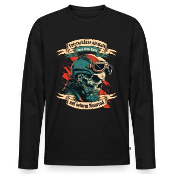 Alter Mann Motorrad Motorradfahrer Biker - Männer Premium Bio Langarmshirt - Schwarz - Vorne - Nico (187cm)