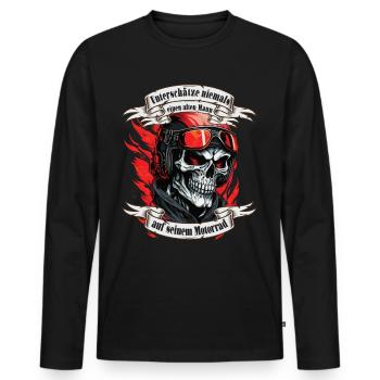 Alter Mann Motorrad Motorradfahrer Biker - Männer Premium Bio Langarmshirt - Schwarz - Vorne - Nico (187cm)