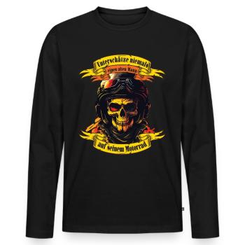 Alter Mann Motorrad Motorradfahrer Biker - Männer Premium Bio Langarmshirt - Schwarz - Vorne - Nico (187cm)