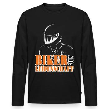 Motorrad Motorradfahrer Biker aus Leidenschaft - Männer Premium Bio Langarmshirt - Schwarz - Vorne - Nico (187cm)