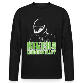 Motorrad Motorradfahrer Biker aus Leidenschaft - Männer Premium Bio Langarmshirt - Schwarz - Vorne - Nico (187cm)