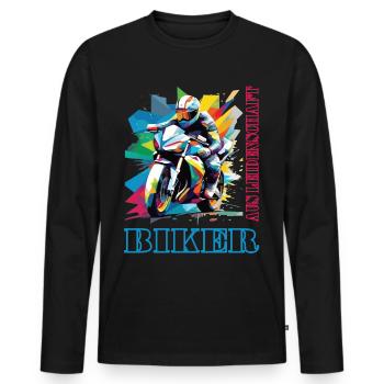 Motorrad Motorradfahrer Biker aus Leidenschaft - Männer Premium Bio Langarmshirt - Schwarz - Vorne - Nico (187cm)