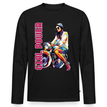 Frau Girl Power Motorrad Bikerin - Männer Premium Bio Langarmshirt - Schwarz - Vorne - Nico (187cm)