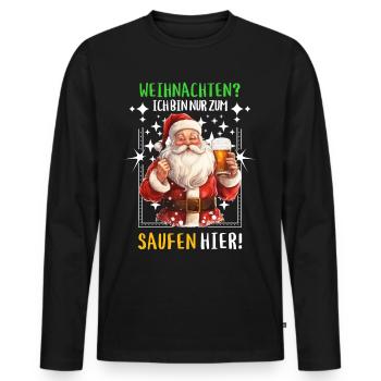 Weihnachtsmann Bier Saufen Alkohol Weihnachten - Männer Premium Bio Langarmshirt - Schwarz - Vorne - Nico (187cm)