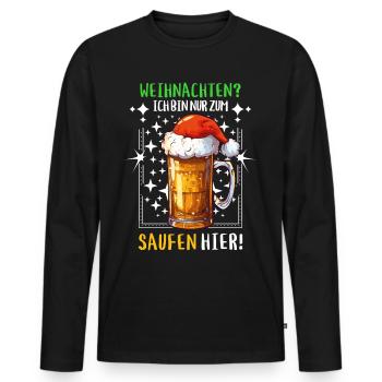 Weihnachten Bier Saufen Alkohol Prost Lustig Humor - Männer Premium Bio Langarmshirt - Schwarz - Vorne - Nico (187cm)