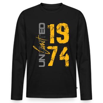 1974 50e anniversaire 74 - T-shirt manches longues Premium bio Homme - noir - Devant - Nico (187cm)