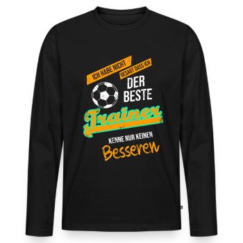 Fußball Bester Trainer Sprüche - Männer Premium Bio Langarmshirt - Schwarz - Vorne - Nico (187cm)