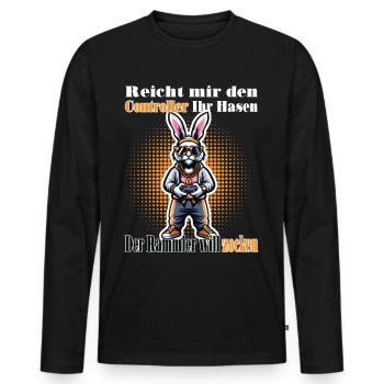 Reicht mit den Controller Hase zocken - Männer Premium Bio Langarmshirt - Schwarz - Vorne - Nico (187cm)