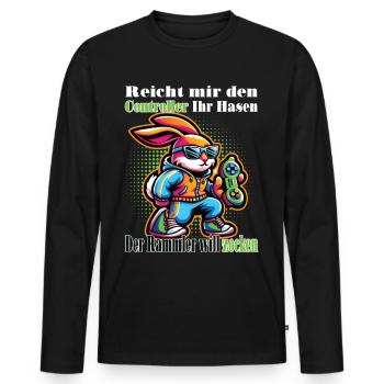 Reicht mit den Controller Hase zocken - Männer Premium Bio Langarmshirt - Schwarz - Vorne - Nico (187cm)