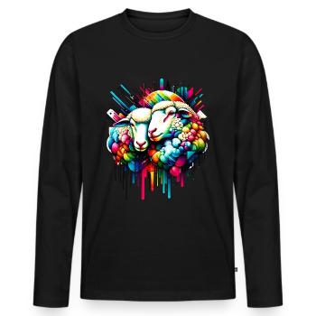 Technicolor Dreams - Neon Sheep - Männer Premium Bio Langarmshirt - Schwarz - Vorne - Nico (187cm)