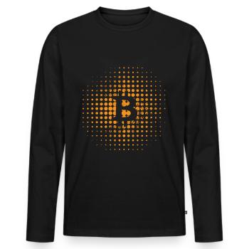 Bitcoin Logo Hodl Crypto-monnaie BTC - T-shirt manches longues Premium bio Homme - noir - Devant - Nico (187cm)