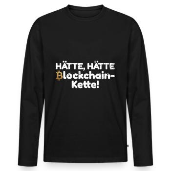 Bitcoin Krypto Hätte hätte Blockchain kette - Männer Premium Bio Langarmshirt - Schwarz - Vorne - Nico (187cm)