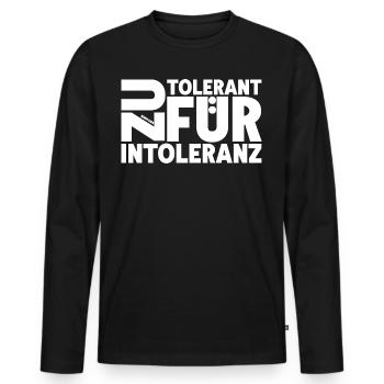 Zu Tolerant für Intoleranz - Männer Premium Bio Langarmshirt - Schwarz - Vorne - Nico (187cm)