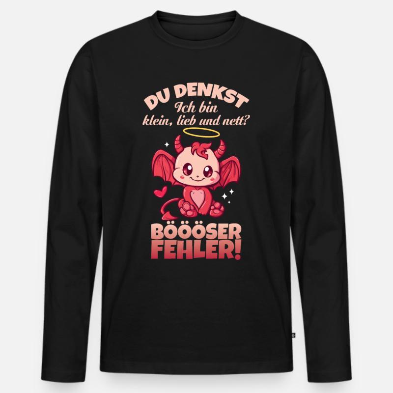 Süßes Teufelchen du denkst ich bin klein lieb nett - Männer Premium Bio Langarmshirt - Schwarz
