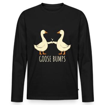 Goose Bumps lustige Gänse Fist Bump Silly Goose - Männer Premium Bio Langarmshirt - Schwarz - Vorne - Nico (187cm)