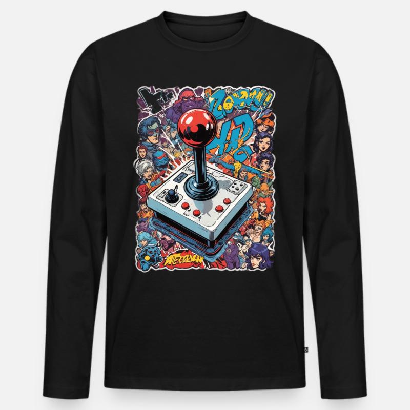 Retro Gamer Joystick / Controller Konsolenspiele - Männer Premium Bio Langarmshirt - Schwarz