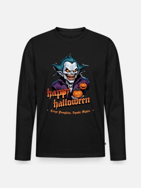 Halloween Vampire with Pumpkins - Men's Premium Organic Long Sleeve Shirt - black