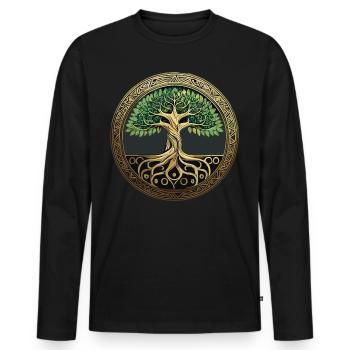 Baum des Lebens Wikinger Midgard Thor Walhalla - Männer Premium Bio Langarmshirt - Schwarz - Vorne - Nico (187cm)
