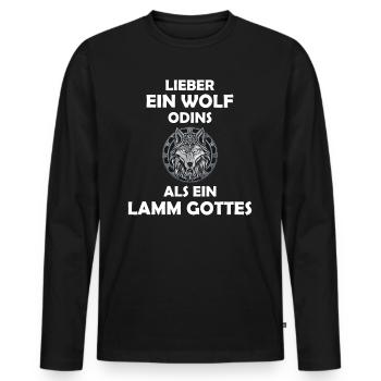 Walhalla Wolf Wölfe Odins Runen Nordischer Kompass - Männer Premium Bio Langarmshirt - Schwarz - Vorne - Nico (187cm)